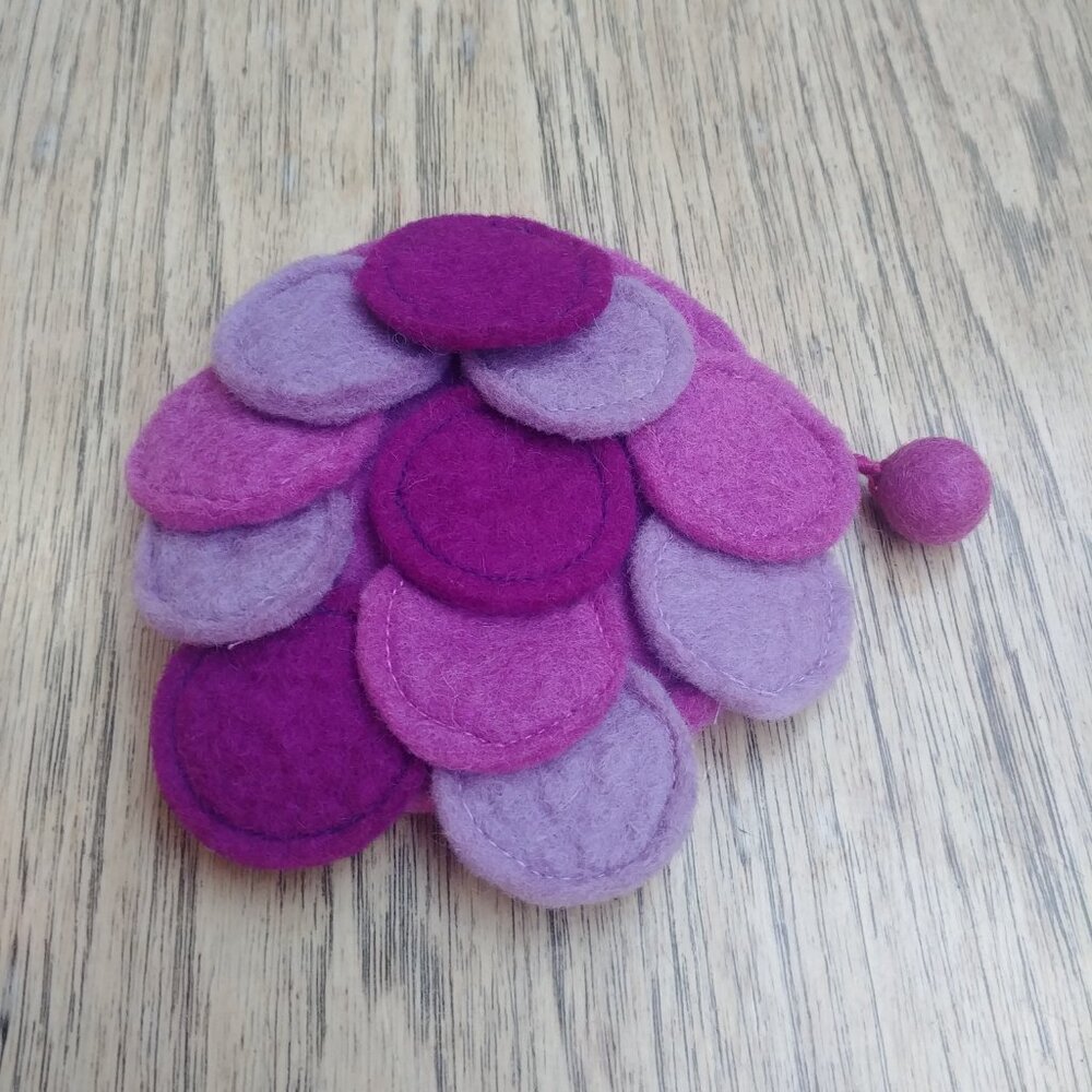 Handmade purple wool felt pouch wallet coin purse - Picture 3 of 11
